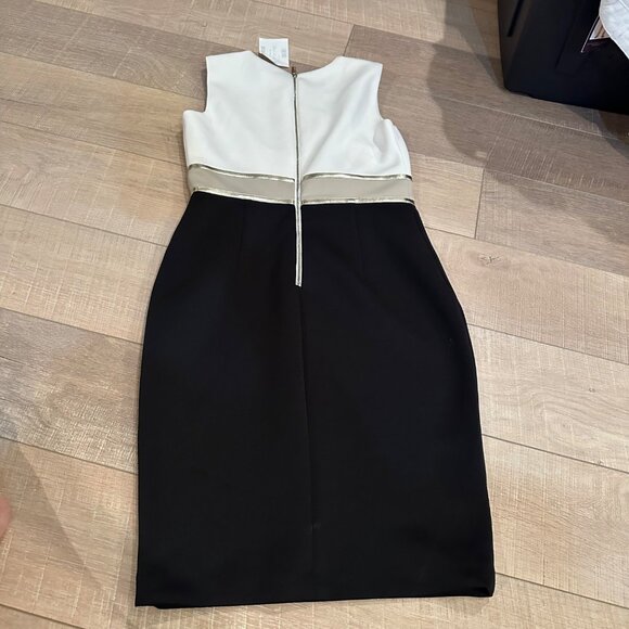 CALVIN KLEIN WOMENS WHITE TAN BLACK DRESS NEW 6P COCKTAIL PARTY FORMAL - Picture 10 of 10